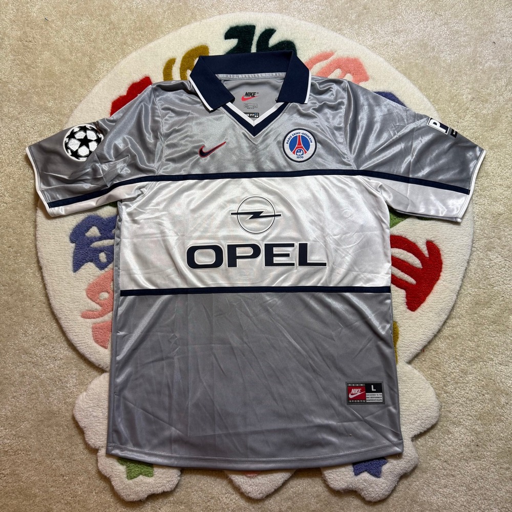 Nike Paris Saint-Germain PSG 1996 Away Jersey Silver White Mens Large